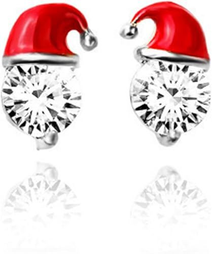 Crystal Bead Christmas Hat Santa Claus Stud Earring for Women Friend Party Holiday Xmas New Year Jewelry