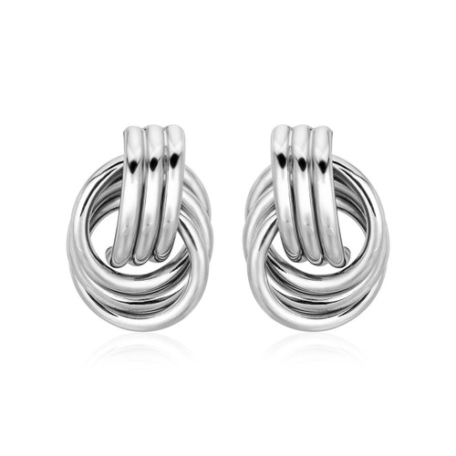 Polished Love Knot Earrings with Interlocking Rings in Sterling Silver(15mm)