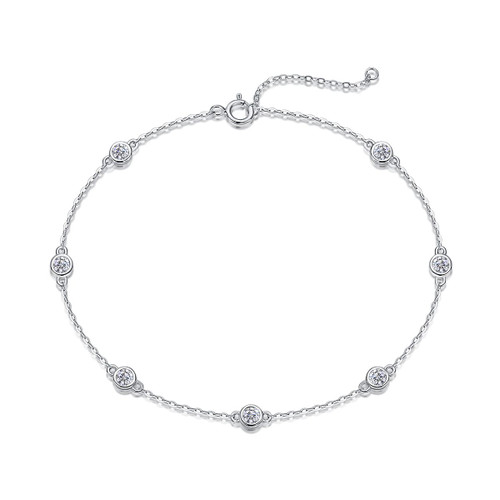 Dynamic Bubble - A fashionable jewelry bracelet and bangle set with Moissanite S925 sterling silver and Platinum-plated diamond