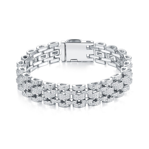 Unique - Made of morganite, 925 sterling silver and platinum-plated diamonds, it is a fashionable jewelry bracelet and a luxurious silver accessory.