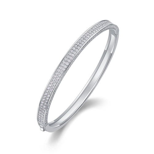 Cosmic Trajectory - Made of morganite, 925 sterling silver and platinum-plated diamonds, it is a fashionable jewelry bracelet and a luxurious silver accessory.