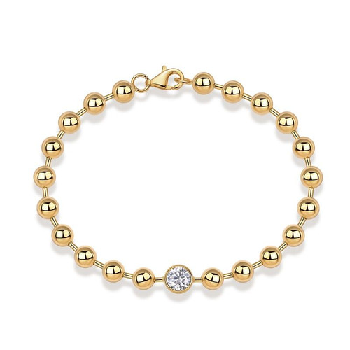 Glowing Beaded Chain - Made of morganite, 925 sterling silver and platinum-plated diamonds, it is a fashionable jewelry bracelet and a luxurious silver accessory.
