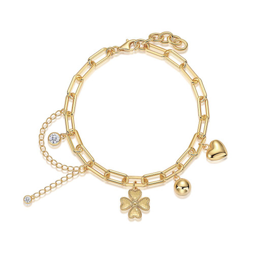 Lucky Heart Bead - Made of morganite, 925 sterling silver and platinum-plated diamonds, it is a fashionable jewelry bracelet and a luxurious silver accessory.