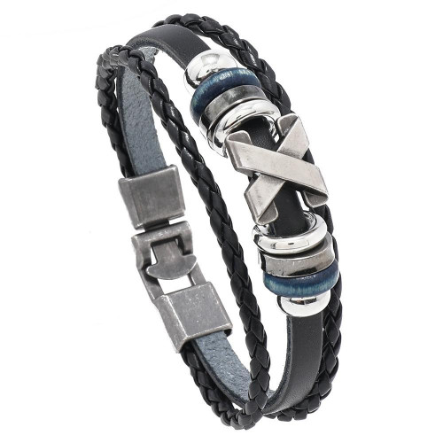 Personalized trend X -type accessories beaded bracelet Men's retro and simple pair of skinned handicular bracelet jewelry