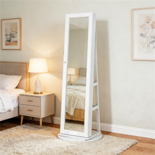 Decorative mirror, jewelry cabinet, storage rack, makeup cabinet, white