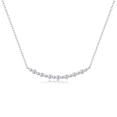 White Moon Stars - A fashionable and popular jewelry necklace pendant set, featuring Monis stone, made of 925 silver and plated with platinum diamonds.