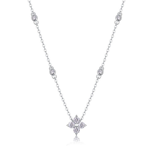 Glow Star - A fashionable and popular jewelry necklace pendant set, featuring Monnes stone, made of 925 silver and plated with platinum and diamonds.