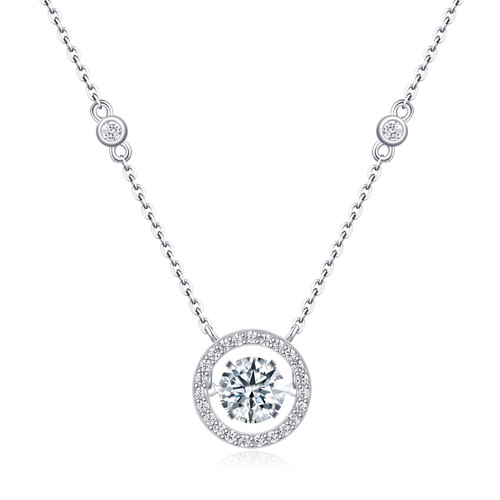 Möbius Charm Necklace - A fashionable and popular jewelry necklace pendant set, featuring Monisite gemstones, made of 925 silver and plated with platinum diamonds.