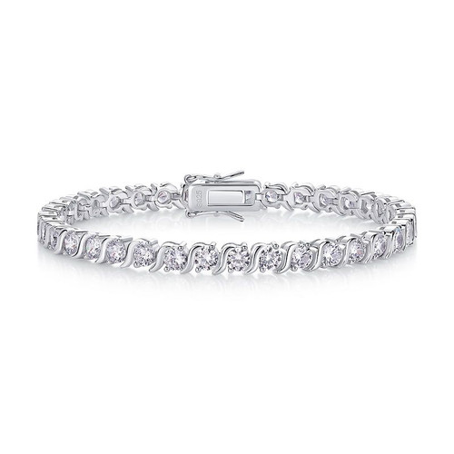 Moya - Made of morganite, 925 sterling silver and platinum-plated diamonds, it is a fashionable jewelry bracelet and a luxurious silver accessory.