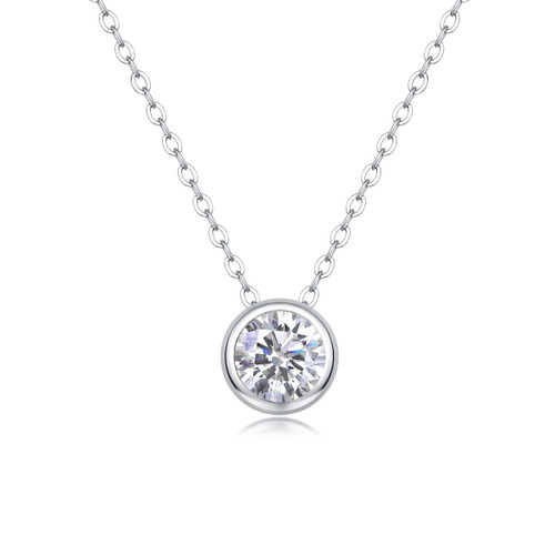 A fashionable and trendy jewelry necklace pendant set, featuring 1 carat moissanite gemstones, made of 925 silver material.
