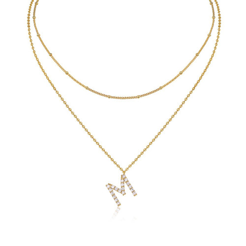 Attractive Letters - A fashionable and popular jewelry necklace pendant set, featuring Monnes stone, made of 925 silver and plated with platinum diamonds