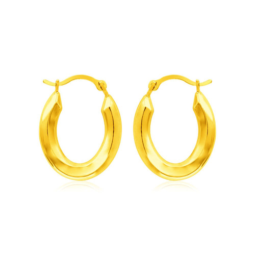 14k Yellow Gold Polished Oval Hoop Earrings
