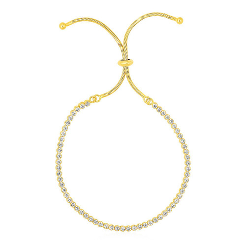 Adjustable Tennis Style Bracelet with Cubic Zirconia in Sterling Silver