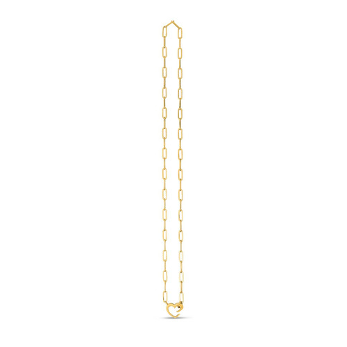 14k Yellow Gold Heart Element Paperclip Necklace