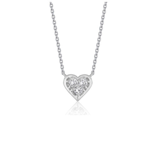 Diamond Heart Design Pendant in 14k White Gold