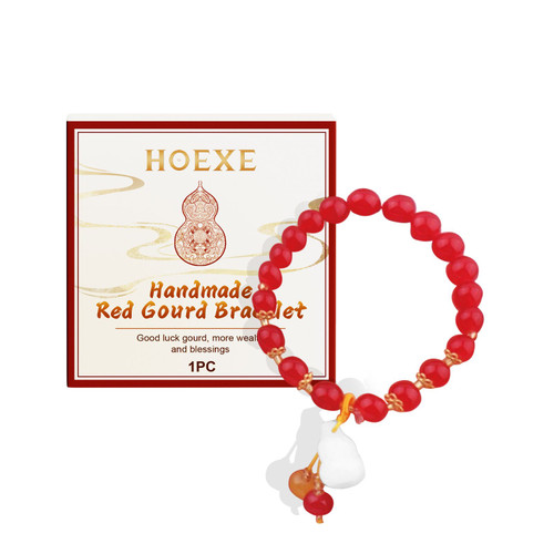 Hoexe Handmade Red Gourd Bracelet Fashion Elegant Durable Niche Design Dating Red Bracelet