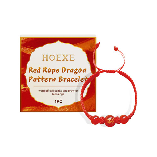 Hoexe Red Rope Dragon Bracelet Traditional Elements Designed For Men And Women Couples Universal Bracelet Gift Daily Portable