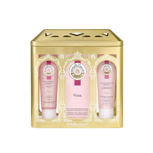 Roger gallet pack noel rose gel 50 mL + eau perfume 100 mL + body lotion 50 mL