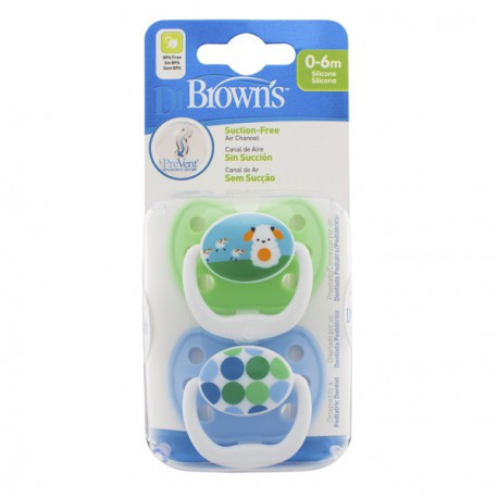 Chupete silicona dr brown's prevent dibujos 1ª etapa hasta 6 m pack 2 U
