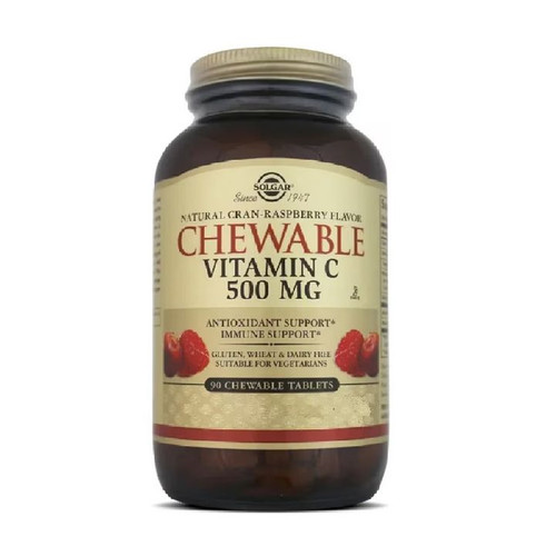 SOLGAR Vitamina C 500 mg Sabor Arándano y Frambuesa 90 Comprimidos Masticables