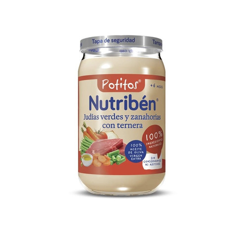 Nutribén Potito de judías verdes y zanahorias con ternera desde 6 meses 235 g