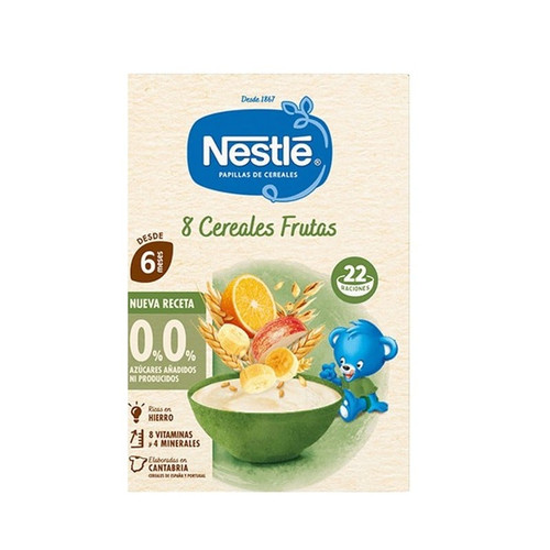 Nestlé papilla 8 cereales con frutas 0 % azúcares añadidos desde 6 meses 330 g