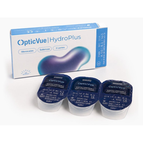 OpticVue HydroPlus lentillas mensuales miopía -1,50 3 unidades