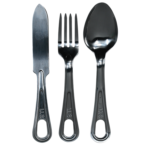 G.I. 3- PIECE SILVERWARE SET STAINLESS STEEL KNIFE, FORK AND SPOON SET