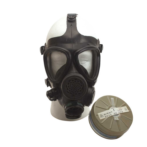 ISRAELI MILITARY M-15 GAS MASK WITH UNIVERSAL DRINK TUBE AND CANISTER