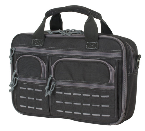 PRO OPS 'EXECUTIVE' STANDARD SIZE BRIEFCASE WITH DIE CUT MOLLE (BLACK WITH GRAY)