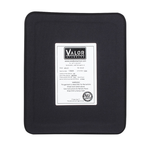 VALOR STANDARD LEVEL III NIJ CERTIFIED PE HARD PLATE, FULL CUT SINGLE CURVE 10 X 12