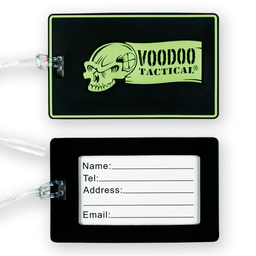 VOODOO TACTICAL LUGGAGE TAGS - BLACK/HI VIZ GREEN LOGO