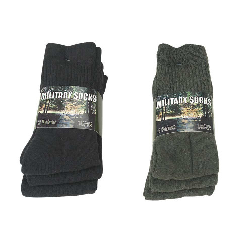 MILITARY COTTON/POLY BLEND SOCKS 3PK