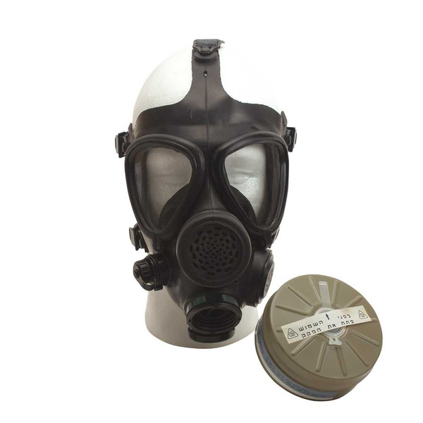ISRAELI MILITARY M-15 GAS MASK WITH UNIVERSAL DRINK TUBE AND CANISTER
