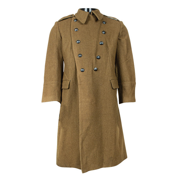 ROMANIAN MILITARY SURPLUS WOOL TRENCH COAT OLIVE DRAB USED