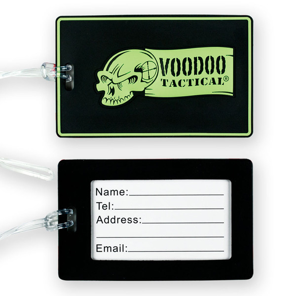VOODOO TACTICAL LUGGAGE TAGS - BLACK/HI VIZ GREEN LOGO