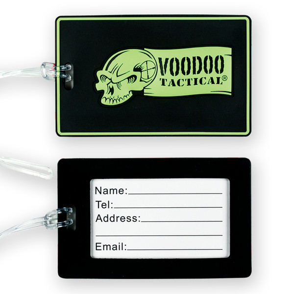 Voodoo Tactical Luggage Tags (Black with Hi Viz Green Logo)
