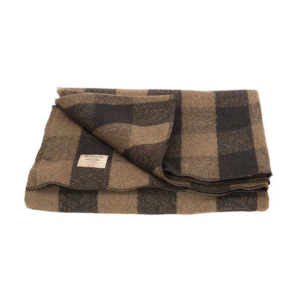 BUFFALO PLAID 55% WOOL BLANKET 62" X 80"