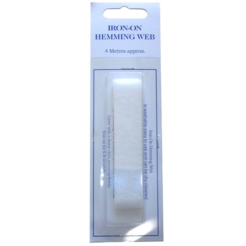 White blister pack with 4 meters of white iron on hemming web inside.