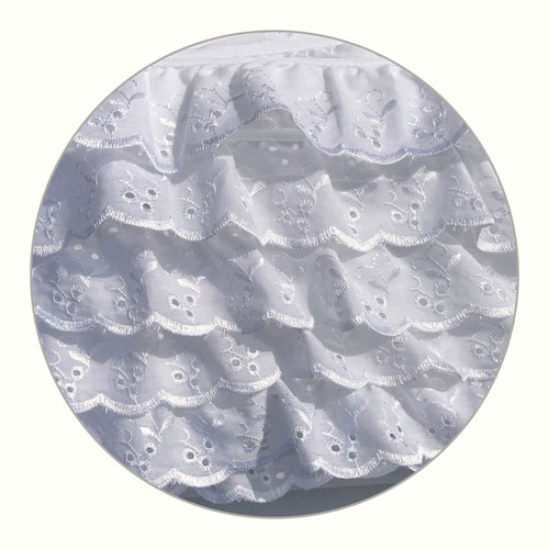 White Polycotton Broderie Anglais Frilled Lace – Sold by the Metre
