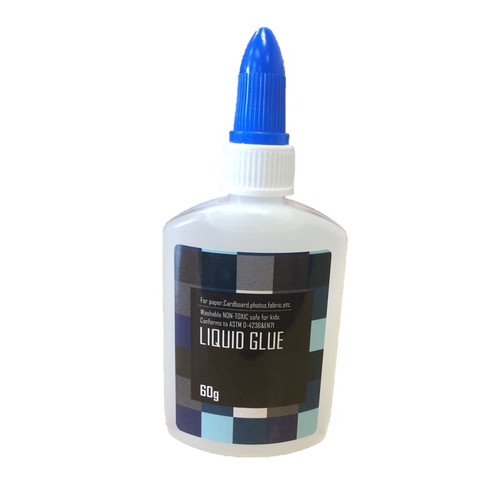 60g bottle of clear PVA liquid glue with pink twist-top nozzle, with black label
