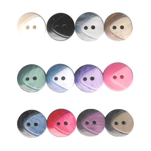 Selection of round 18mm two-tone buttons in various colours, each with two holes.