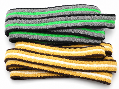 Premium knitted rib trim featuring a classic striped design.