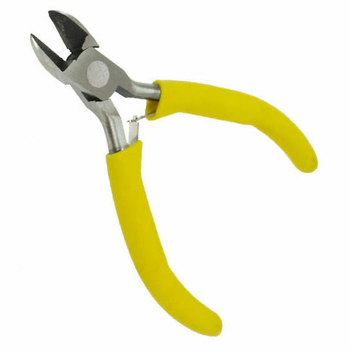 A pair of compact mini side cut pliers with ergonomic handles and sharp angled cutting jaws, designed for precision cutting of jewellery wire, craft materials, and small electronic components.