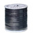 A brand new reel of black polyester thread wrapped in clear plastic