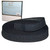 A roll of black stretch petersham tape with a blue card in the background stating Nortexx peterstretch especially for trouser and skirt waistlines