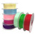 Eight reels of 25mm wide plain organza ribbon with a sheer, lightweight nylon texture, available by the metre or as a 25-metre roll. Yellow, Blue, Pink, Cerise, Purple, Mint, Emerald, Red colours shown in image.
