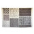 Image shows a 100% cotton fabric panel printed with eight large taupe knitted-effect cushion designs, including cable knit, stocking stitch, and chunky knit patterns, plus eight smaller matching square designs. The panel is 60 inches wide.