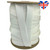 Image shows a roll of 19mm wide white soft elastic ribbon. The front has a smooth satin sheen, while the reverse features a plush texture for comfort against the skin. There is a union jack heart in the top right corner advising this is a British manufactured product.