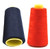 Image shows two large 5000 yard cones of superior polyester sewing thread. The cones are tightly wound with smooth, durable polyester thread suitable for sewing machines and overlockers. Navy Blue and Red showing.